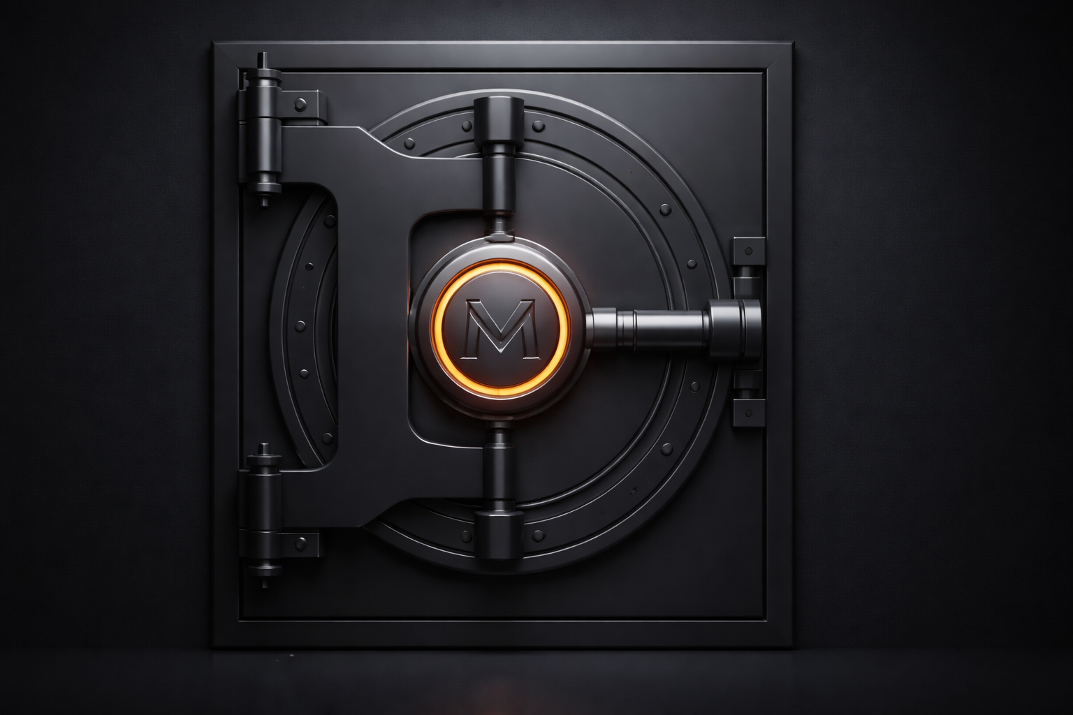 Conceptual visualization showing a physical vault representing a cold Monero storage wallet.